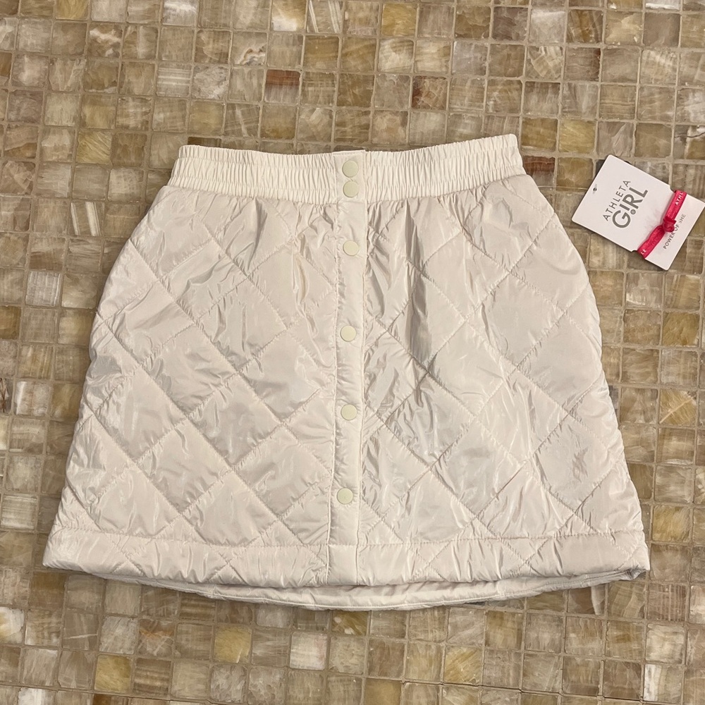 Athleta Girl Ivory Quilted Mini Skirt